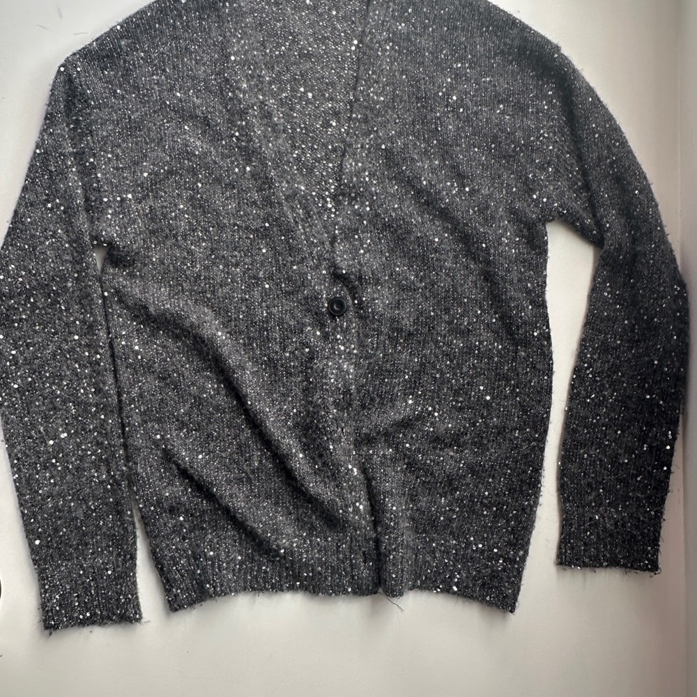 ATM Anthony Thomas Melillo Sequin V-Neck Charcoal Cardigan